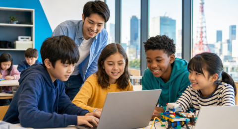 Coding classes for kids in Tokyo with students building technology projects