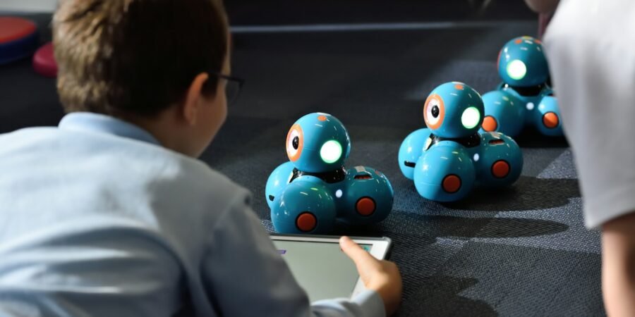 Boy using a tablet computer to explore learning options